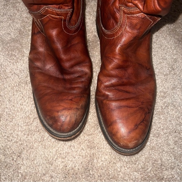 Justin Western Style Roper Boots Chestnut Brown Size 8.5B - Picture 7 of 15